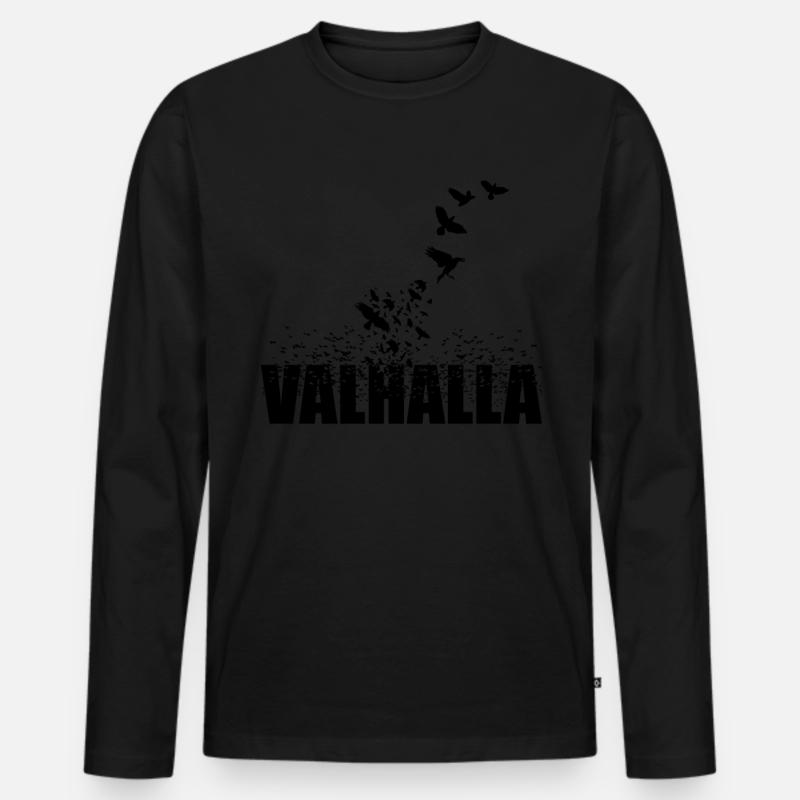 Vikings - Graphique Ravens Valhalla - T-shirt manches longues Premium bio Homme - noir