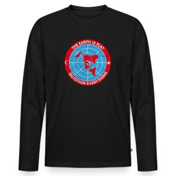 Flat Earth Society - Theorie Verschwörung Vintage - Männer Premium Bio Langarmshirt - Schwarz - Vorne - Nico (187cm)