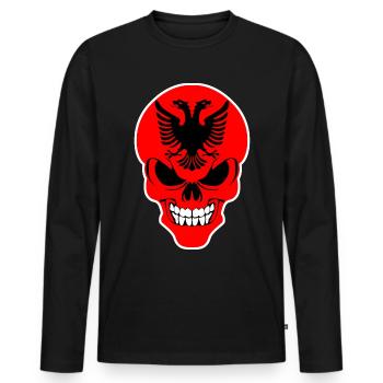 Albanie - crâne albanais sinistre - T-shirt manches longues Premium bio Homme - noir - Devant - Nico (187cm)
