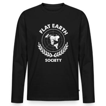 Flat Earth Conspiracy Theory Society Earther - Men's Premium Organic Long Sleeve Shirt - black - Front - Nico (187cm)