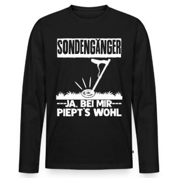 Sondeln piepen- lustiger Spruch - Männer Premium Bio Langarmshirt - Schwarz - Vorne - Nico (187cm)