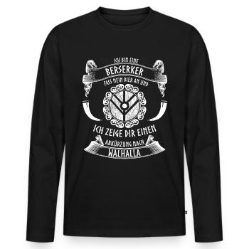 Wikinger und Bier - lustiger Berserker - Männer Premium Bio Langarmshirt - Schwarz - Vorne - Nico (187cm)