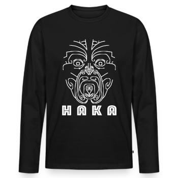 Maori Haka face tattoo - Men's Premium Organic Long Sleeve Shirt - black - Front - Nico (187cm)