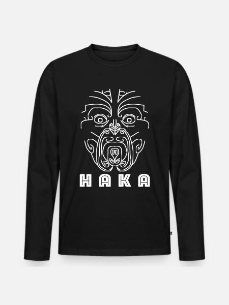 Maori Haka face tattoo - Men's Premium Organic Long Sleeve Shirt - black