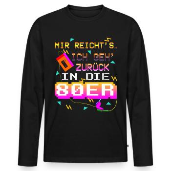80er Jahre Retro 80s Pixel Spruch - Männer Premium Bio Langarmshirt - Schwarz - Vorne - Nico (187cm)
