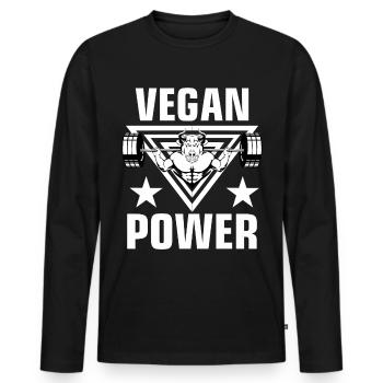 Bodybuilder Motivation - Vegan Power - T-shirt manches longues Premium bio Homme - noir - Devant - Nico (187cm)
