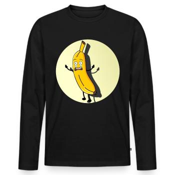 Motif de blague de bananes RDA et Ossi - T-shirt manches longues Premium bio Homme - noir - Devant - Nico (187cm)