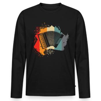 Accordéon - beau design rétro - T-shirt manches longues Premium bio Homme - noir - Devant - Nico (187cm)