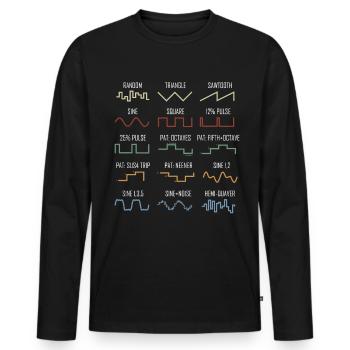 Synthesizer Vintage Waveform Retro Nerd - Männer Premium Bio Langarmshirt - Schwarz - Vorne - Nico (187cm)