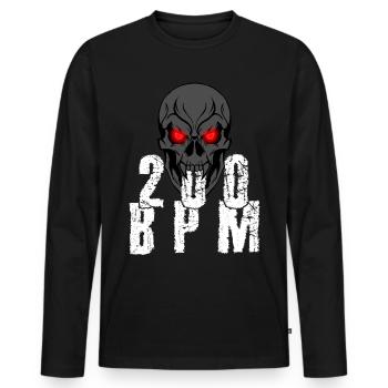 Gabber Hakken Uptempo 200 BPM crâne - T-shirt manches longues Premium bio Homme - noir - Devant - Nico (187cm)