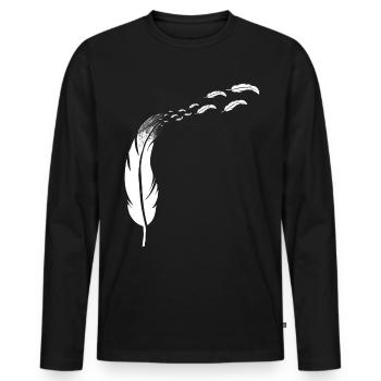 Coiffe de plumes - plumes volantes - T-shirt manches longues Premium bio Homme - noir - Devant - Nico (187cm)