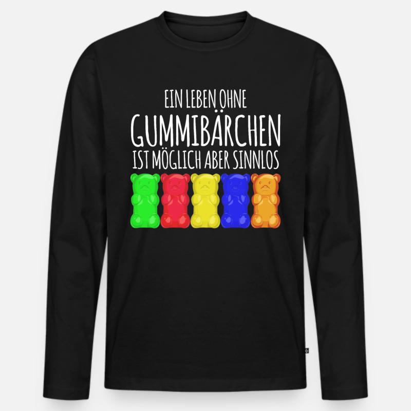 Gummibärchen lustiger Spruch Witz - Männer Premium Bio Langarmshirt - Schwarz