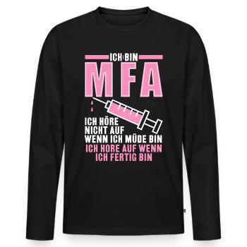 MFA - Medizinische Fachangestellte - Männer Premium Bio Langarmshirt - Schwarz - Vorne - Nico (187cm)