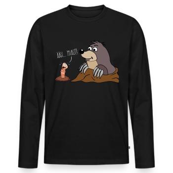 Mole and earthworm - funny graphics - Men's Premium Organic Long Sleeve Shirt - black - Front - Nico (187cm)