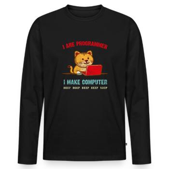 Programmierer Entwickler Informatiker Geek - Männer Premium Bio Langarmshirt - Schwarz - Vorne - Nico (187cm)