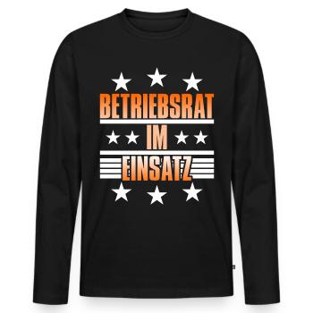 Betriebsrat im Einsatz - lustiger Spruch - Männer Premium Bio Langarmshirt - Schwarz - Vorne - Nico (187cm)