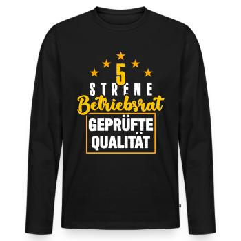 Betriebsrat 5 Sterne- lustiger Spruch - Männer Premium Bio Langarmshirt - Schwarz - Vorne - Nico (187cm)