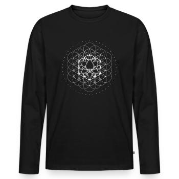 Heilige Geometrie Blume des Lebens Yoga Lotus Dmt - Männer Premium Bio Langarmshirt - Schwarz - Vorne - Nico (187cm)