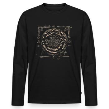 Hindu Book Bhavana Upanishad - Sri Yantra Sacred - Men's Premium Organic Long Sleeve Shirt - black - Front - Nico (187cm)