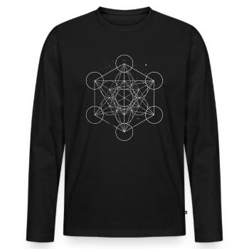 Géométrie sacrée Metatrons Cube Psychedelic Goa - T-shirt manches longues Premium bio Homme - noir - Devant - Nico (187cm)