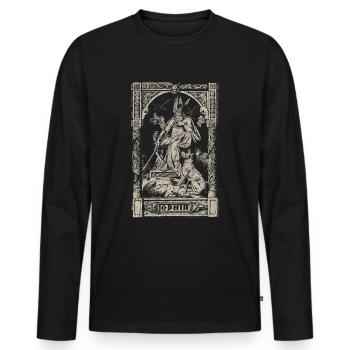 Vintage Viking Odin Wotan Odhin Thor Norse - T-shirt manches longues Premium bio Homme - noir - Devant - Nico (187cm)