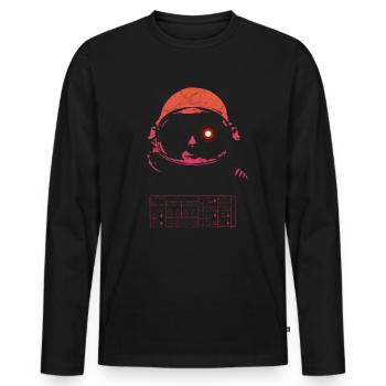 Synthwave Retrowave Aesthetic Vintage Astronaut - Men's Premium Organic Long Sleeve Shirt - black - Front - Nico (187cm)