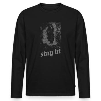 Occult Stay Allumé Witchcraft Burning Witch Vintage - T-shirt manches longues Premium bio Homme - noir - Devant - Nico (187cm)