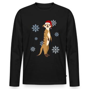 Meerkat Christmas Santa Hat - Men's Premium Organic Long Sleeve Shirt - black - Front - Nico (187cm)