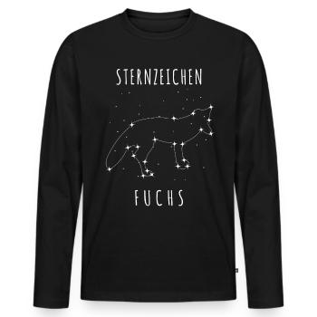 Fuchs mit Sternen - Astronomie Spruch - Männer Premium Bio Langarmshirt - Schwarz - Vorne - Nico (187cm)