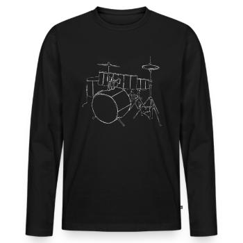 Drummer Schlagzeug Skizze Geschenk - Männer Premium Bio Langarmshirt - Schwarz - Vorne - Nico (187cm)