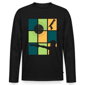 Club de tir et tireurs sportifs vintage - T-shirt manches longues Premium bio Homme - noir - Devant - Nico (187cm)
