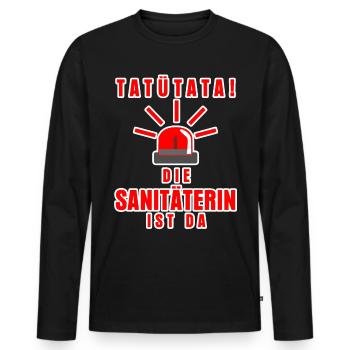 Sanitäterin im Rettungsdienst Spruch - Männer Premium Bio Langarmshirt - Schwarz - Vorne - Nico (187cm)