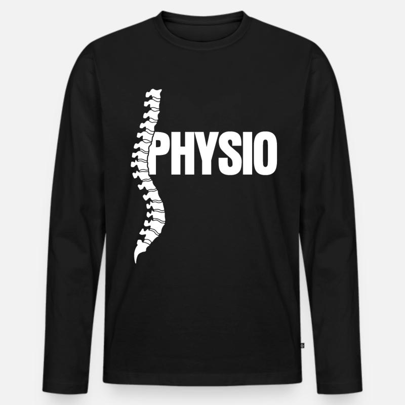 Physio & Physiotherapeut - Wirbelsäule - Männer Premium Bio Langarmshirt - Schwarz