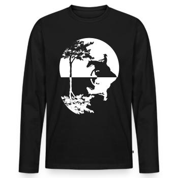 Reining - Westernreiten Spiegelung - Männer Premium Bio Langarmshirt - Schwarz - Vorne - Nico (187cm)