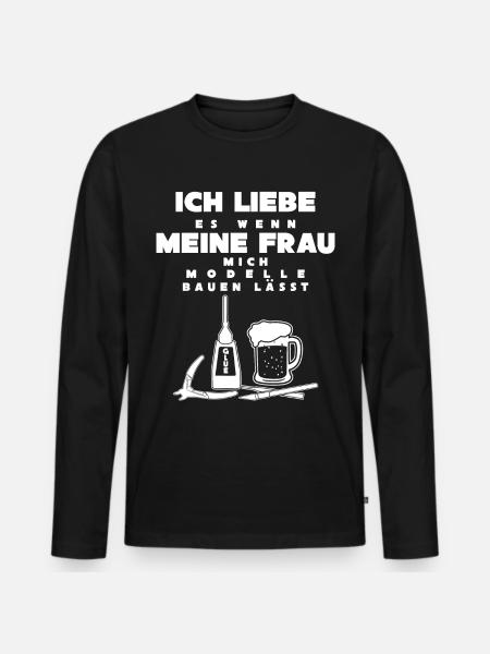 Modellbau & Modellbauer lustiger Spruch - Männer Premium Bio Langarmshirt - Schwarz