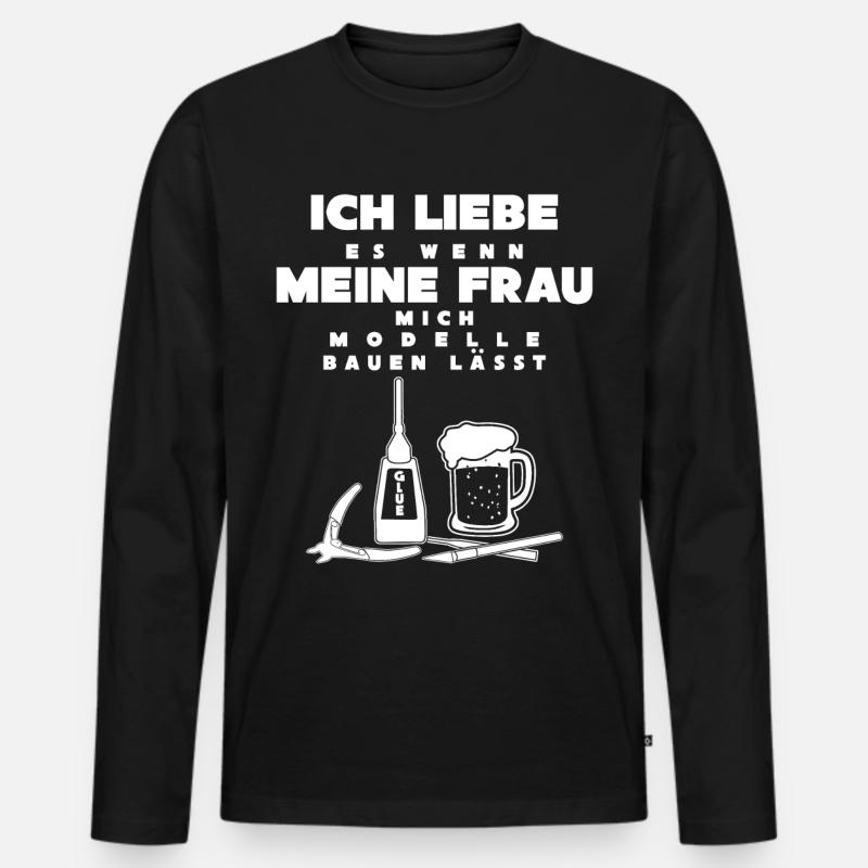 Modellbau & Modellbauer lustiger Spruch - Männer Premium Bio Langarmshirt - Schwarz