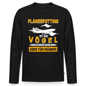 Planespotter Planespotting Spruch lustig - Männer Premium Bio Langarmshirt - Schwarz - Vorne - Nico (187cm)