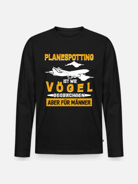 Planespotter Planespotting Spruch lustig - Männer Premium Bio Langarmshirt - Schwarz