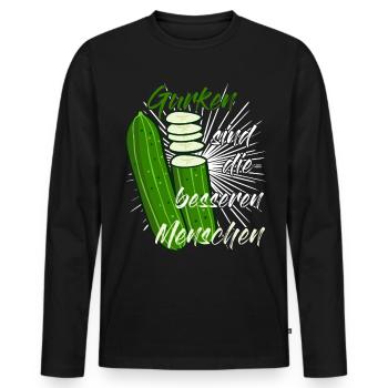 Gurke - lustiger Pickle Spruch - Männer Premium Bio Langarmshirt - Schwarz - Vorne - Nico (187cm)