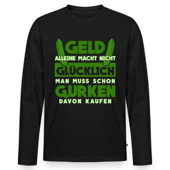 Gurke - lustiger Gurken und Geld Spruch - Männer Premium Bio Langarmshirt - Schwarz - Vorne - Nico (187cm)
