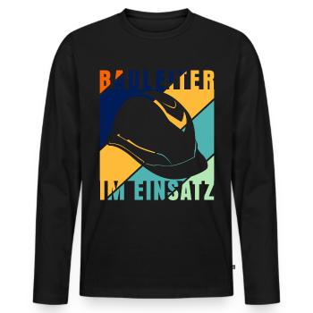 Bauleiter im Einsatz Baustelle Retro - Männer Premium Bio Langarmshirt - Schwarz - Vorne - Nico (187cm)