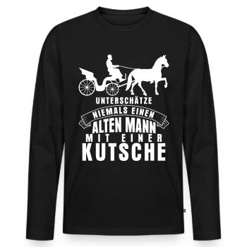 Kutscher Spruch lustige Kutsche - Männer Premium Bio Langarmshirt - Schwarz - Vorne - Nico (187cm)