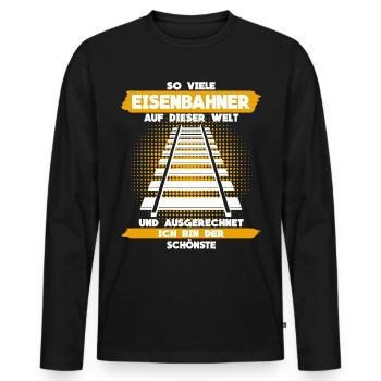 Eisenbahner - Eisenbahn Spruch lustig - Männer Premium Bio Langarmshirt - Schwarz - Vorne - Nico (187cm)