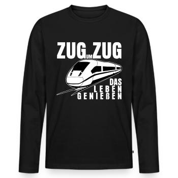 Eisenbahner Bahnfahrer Lok Zug Spruch - Männer Premium Bio Langarmshirt - Schwarz - Vorne - Nico (187cm)