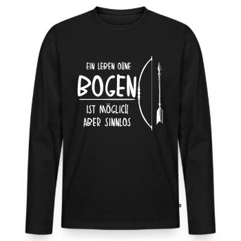 Bogensport und Bogenschießen Spruch - Männer Premium Bio Langarmshirt - Schwarz - Vorne - Nico (187cm)