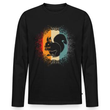Squirrel Squirrel - Retro squirrel - Men's Premium Organic Long Sleeve Shirt - black - Front - Nico (187cm)
