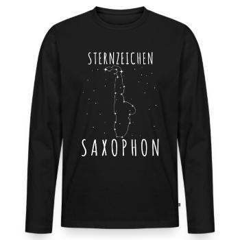 Saxophon Spruch Saxophonist Sterne - Männer Premium Bio Langarmshirt - Schwarz - Vorne - Nico (187cm)