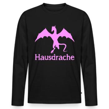 Hausdrache Ehefrau mit Drache Spruch - Männer Premium Bio Langarmshirt - Schwarz - Vorne - Nico (187cm)