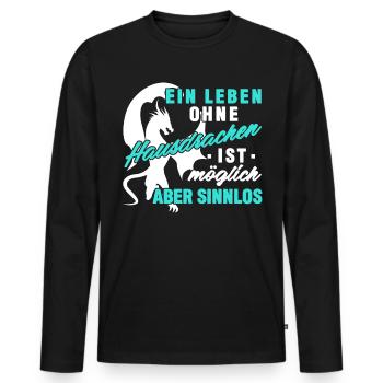 Hausdrache Drachen - lustiger Spruch - Männer Premium Bio Langarmshirt - Schwarz - Vorne - Nico (187cm)