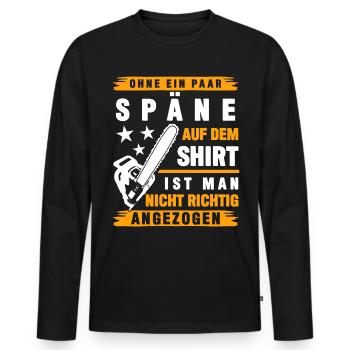 Kettensägen Holzfäller Späne Spruch - Männer Premium Bio Langarmshirt - Schwarz - Vorne - Nico (187cm)